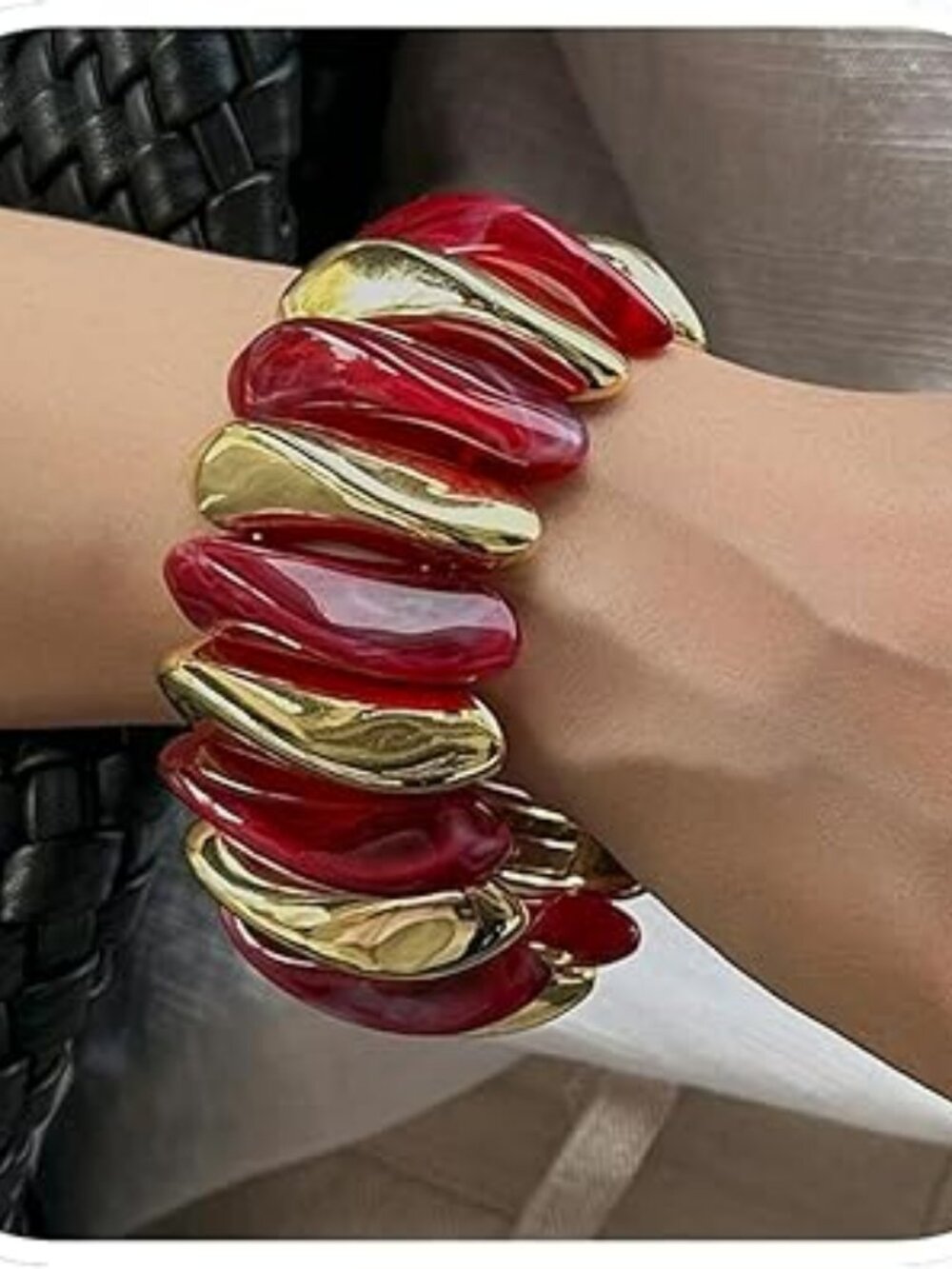 Chunky Acrylic Stretchy Bangle Bracelet Wide Statement Boho Trendy Beautiful